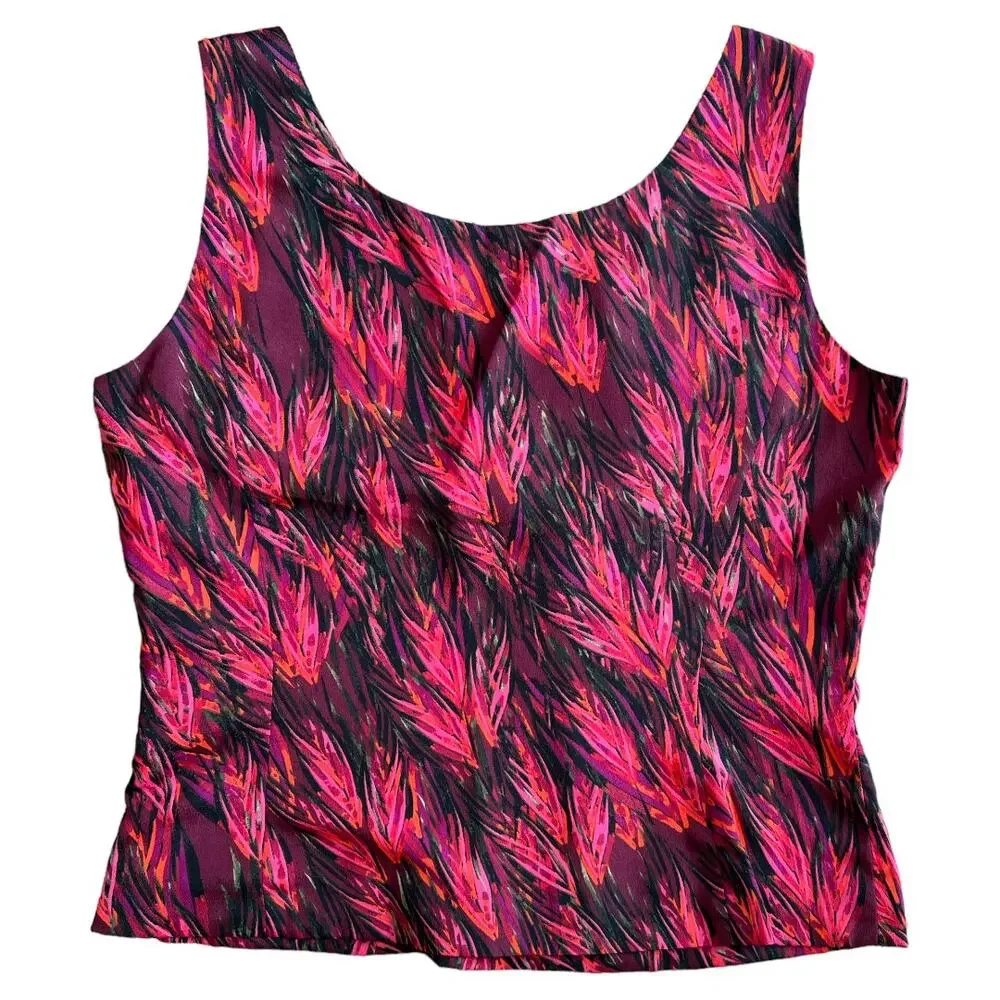TAHARI ARTHUR S. LEVINE Pink Multicolor Printed Sleeveless Top, US8/M